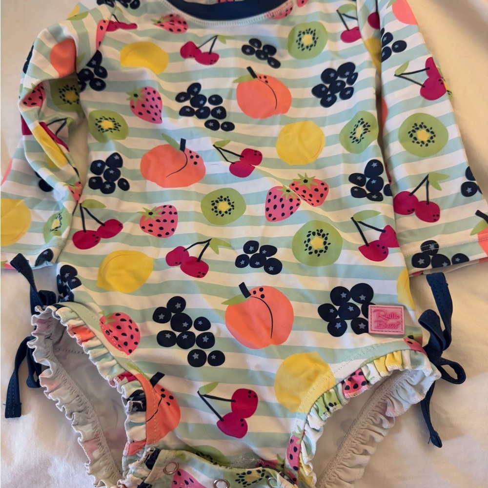 Ruffle Butts Rash guard UPF 50 One Piece with Fruit Print